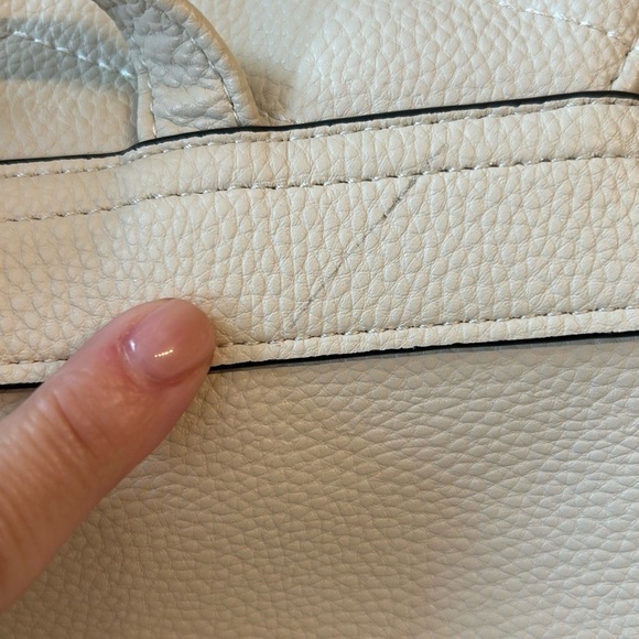 Nanette Lepore Faux Leather Quilted Small Backpack Purse Cream Travel School - Picture 5 of 12